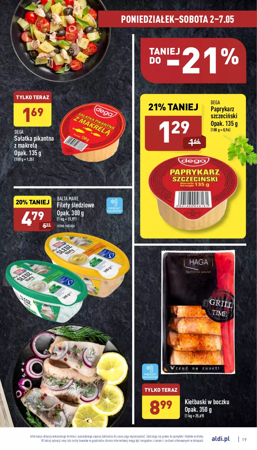 Gazetka promocyjna Aldi - Katalog spożywczy - ważna 02.05 do 07.05.2022 - strona 19 - produkty: Balta Mare, Dega, Makrelą, Papryka, Paprykarz, Paprykarz szczeciński, Sałat, Sałatka, Tera