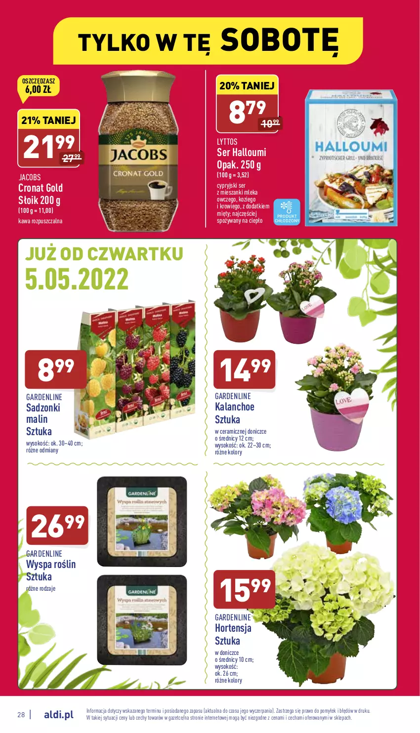 Gazetka promocyjna Aldi - Katalog spożywczy - ważna 02.05 do 07.05.2022 - strona 28 - produkty: Jacobs, Kalanchoe, Kawa, Kawa rozpuszczalna, Ser, Sok