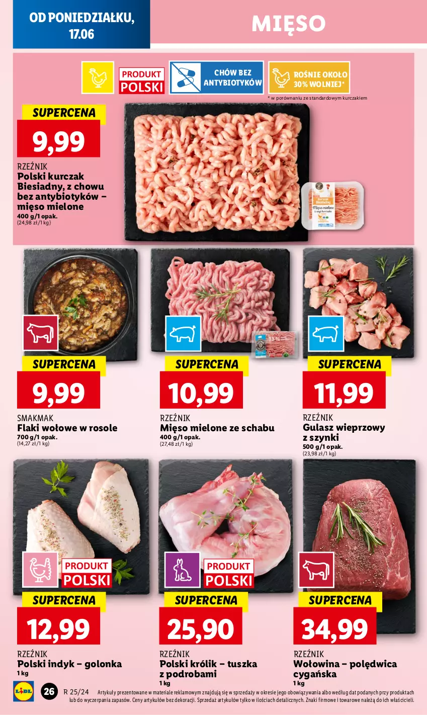 Gazetka promocyjna Lidl - GAZETKA - ważna 17.06 do 19.06.2024 - strona 28 - produkty: Flaki, Flaki wołowe, Królik, Kurczak, Mięso, Mięso mielone, Polędwica, Por, Tusz, Wołowina