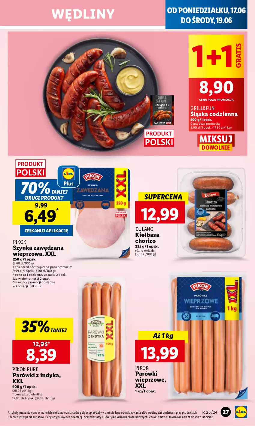 Gazetka promocyjna Lidl - GAZETKA - ważna 17.06 do 19.06.2024 - strona 29 - produkty: Dulano, Gra, Grill, Kiełbasa, Parówki, Parówki z indyka, PIKOK, Pur, Szynka