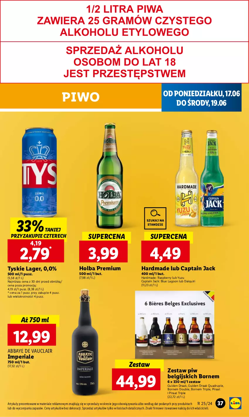 Gazetka promocyjna Lidl - GAZETKA - ważna 17.06 do 19.06.2024 - strona 39 - produkty: Captain Jack, LG, Piwo, Tyskie