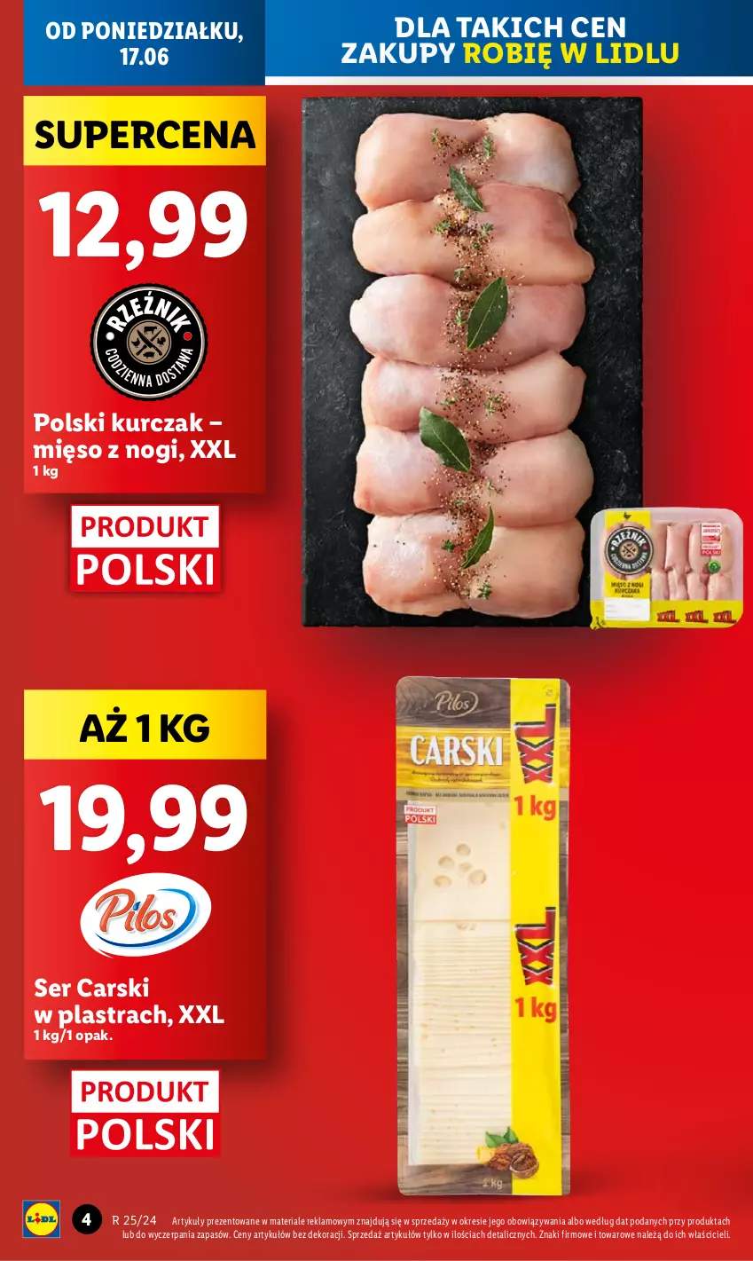 Gazetka promocyjna Lidl - GAZETKA - ważna 17.06 do 19.06.2024 - strona 4 - produkty: Cars, Kurczak, Mięso, Ser