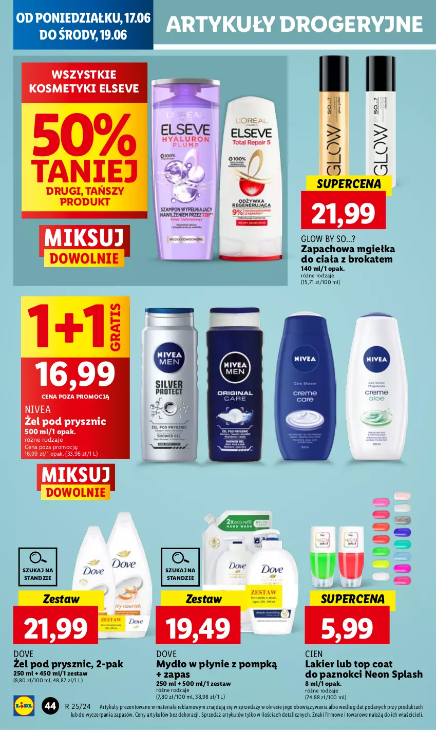 Gazetka promocyjna Lidl - GAZETKA - ważna 17.06 do 19.06.2024 - strona 48 - produkty: Dove, Elseve, Gra, Lakier, Mydło, Mydło w płynie, Nivea, Top