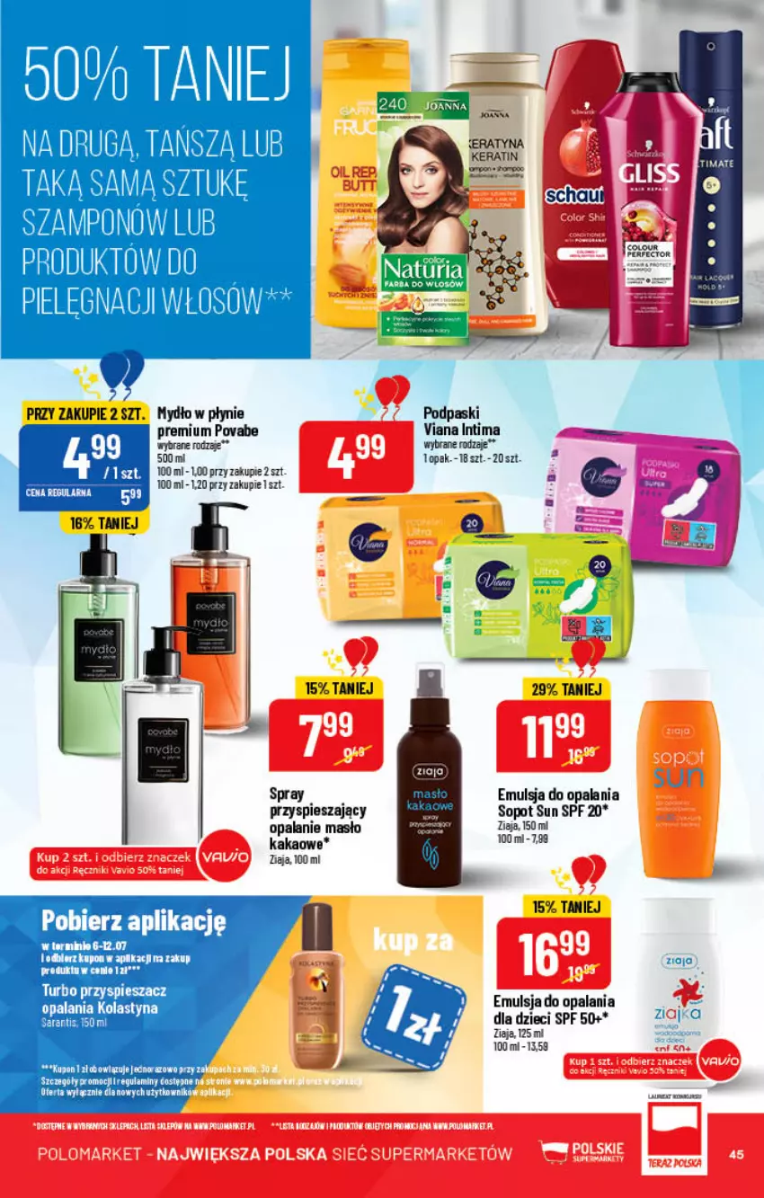 Gazetka promocyjna PoloMarket - Gazetka pomocyjna - ważna 06.07 do 12.07.2022 - strona 45 - produkty: Dzieci, Emulsja, Masło, Mydło, Mydło w płynie, Podpaski, Szampon, Ziaja, Ziajka