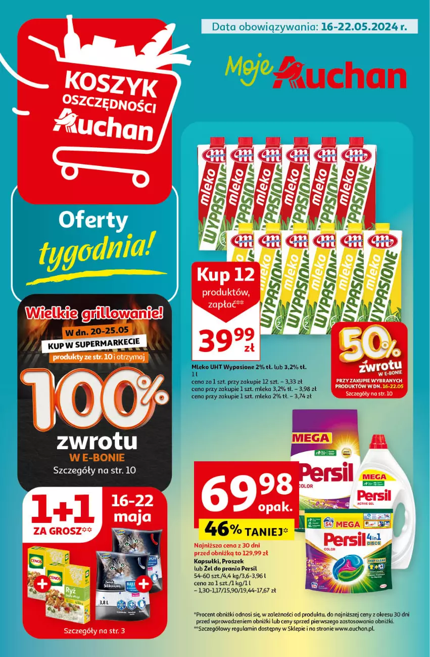 Gazetka promocyjna Auchan - Gazetka Koszyk Oszczędności Auchan Moje Auchan - ważna 16.05 do 22.05.2024 - strona 1 - produkty: Mleko, Persil