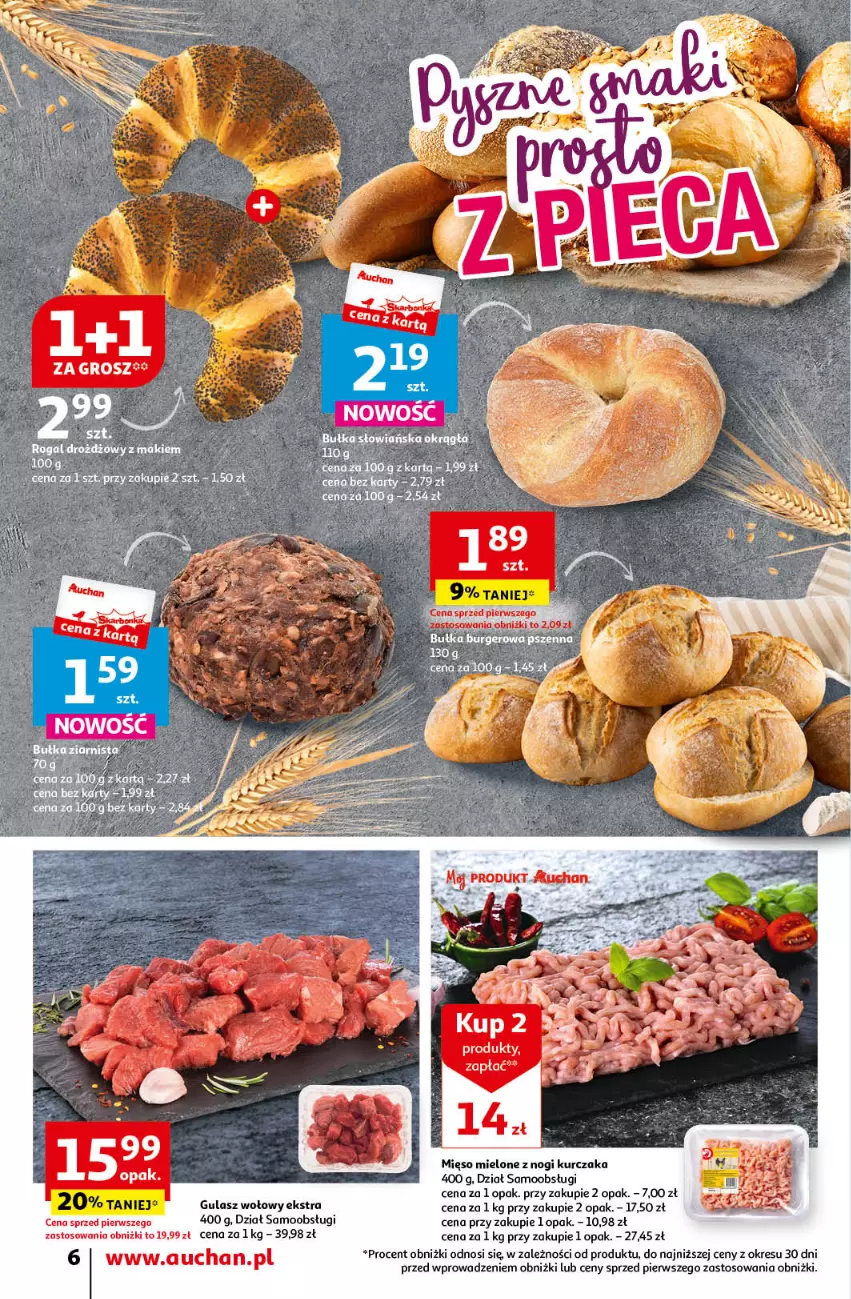 Gazetka promocyjna Auchan - Gazetka Koszyk Oszczędności Auchan Moje Auchan - ważna 16.05 do 22.05.2024 - strona 6 - produkty: Gulasz wołowy, Kurczak, Mięso, Mięso mielone