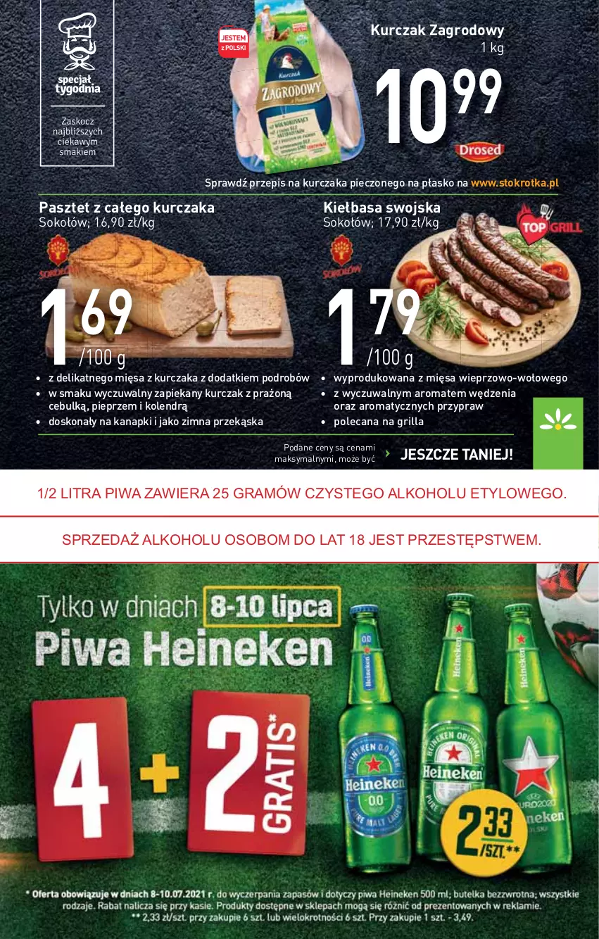 Gazetka promocyjna Stokrotka - Supermarket - ważna 08.07 do 14.07.2021 - strona 3 - produkty: Grill, Kiełbasa, Kurczak, Pasztet, Piec, Pieprz, Sok, Sokołów