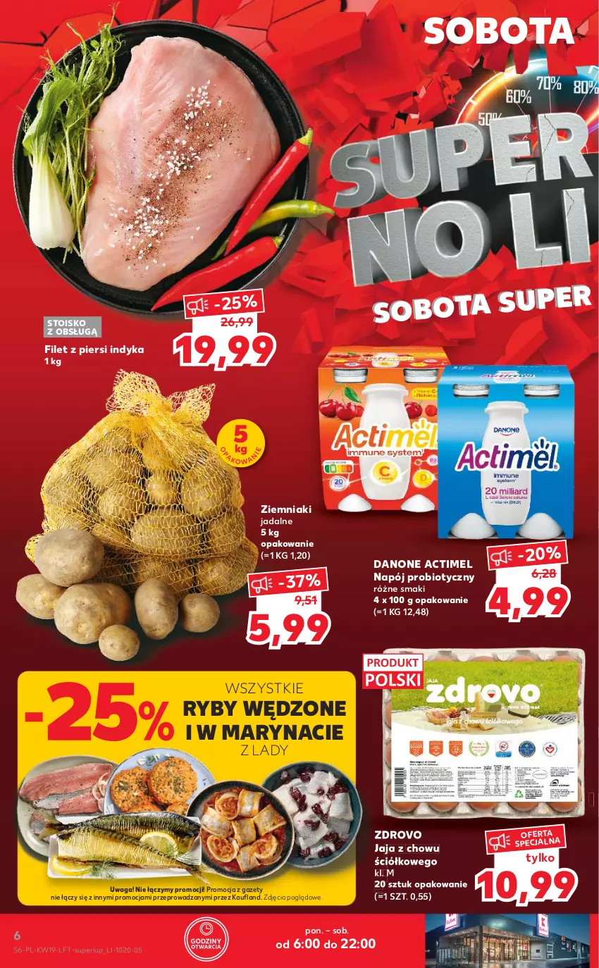 Gazetka promocyjna Kaufland - OFERTA TYGODNIA - ważna 12.05 do 18.05.2022 - strona 6 - produkty: Actimel, Danone, Filet z piersi indyka, Jaja, Napój, Waga, Ziemniaki