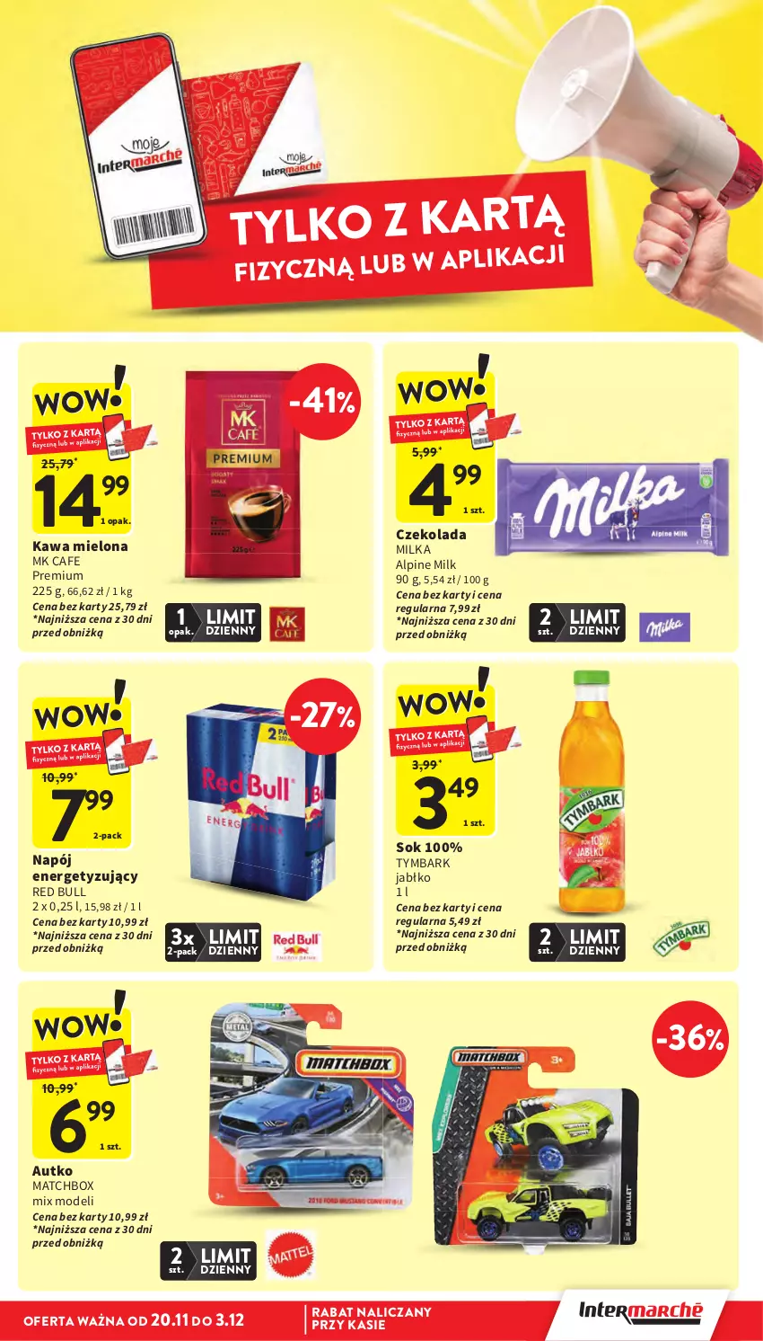Gazetka promocyjna Intermarche - Gazetka Intermarche - ważna 27.11 do 03.12.2025 - strona 12 - produkty: Czekolada, Kawa, Kawa mielona, Milka, Napój, Red Bull, Sok, Tymbark