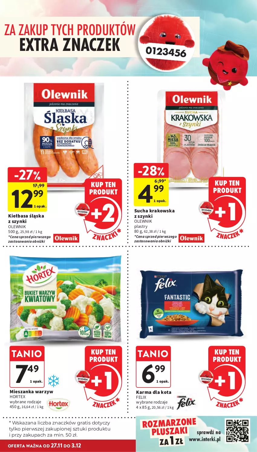 Gazetka promocyjna Intermarche - Gazetka Intermarche - ważna 27.11 do 03.12.2025 - strona 30 - produkty: Felix, Gra, Hortex, Kiełbasa, Kiełbasa śląska, Mieszanka warzyw, Olewnik, Pluszak
