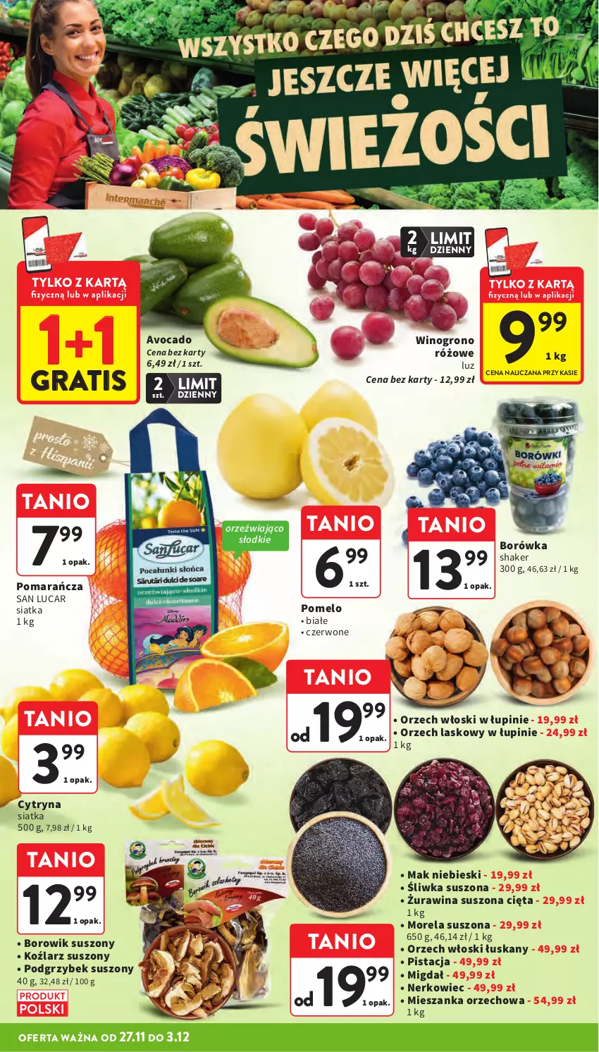Gazetka promocyjna Intermarche - Gazetka Intermarche - ważna 27.11 do 03.12.2025 - strona 31 - produkty: Avocado, Borówka, Gra, Mieszanka orzechowa, Morela, Pomelo, Siatka, Wino