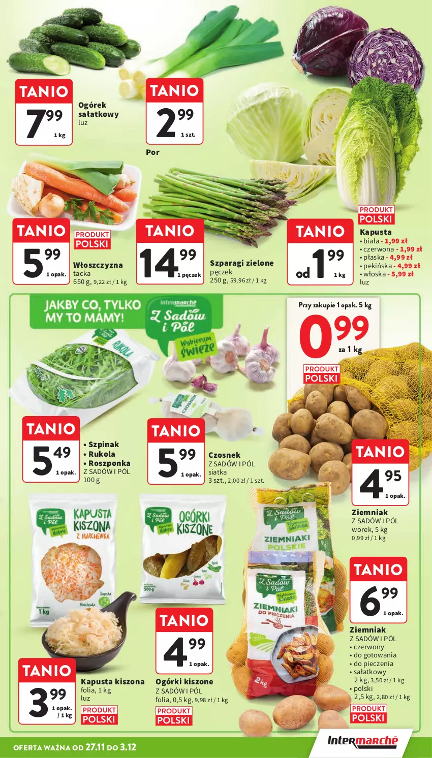 Gazetka promocyjna Intermarche - Gazetka Intermarche - ważna 27.11 do 03.12.2025 - strona 32 - produkty: Czosnek, Ogórek, Piec, Por, Roszponka, Rukola, Sałat, Siatka, Szpinak