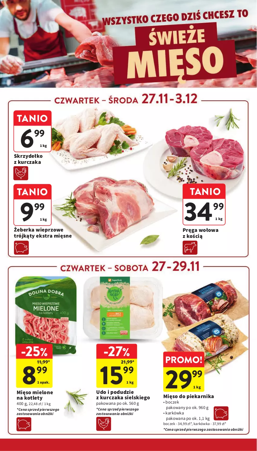 Gazetka promocyjna Intermarche - Gazetka Intermarche - ważna 27.11 do 03.12.2025 - strona 35 - produkty: Boczek, Kotlet, Kurczak, Mięso, Mięso mielone, Piekarnik, Podudzie z kurczaka, Pręga wołowa