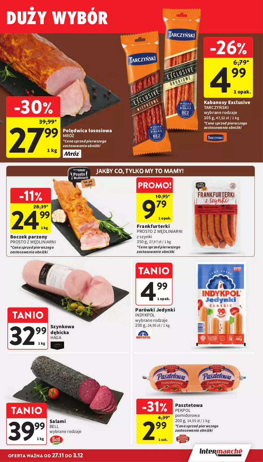 Gazetka promocyjna Intermarche - Gazetka Intermarche - ważna 27.11 do 03.12.2025 - strona 38 - produkty: Bell, BIC, Boczek, Frankfurterki, Kabanos, Parówki, Pasztet, Pekpol, Polędwica, Salami, Sos, Tarczyński