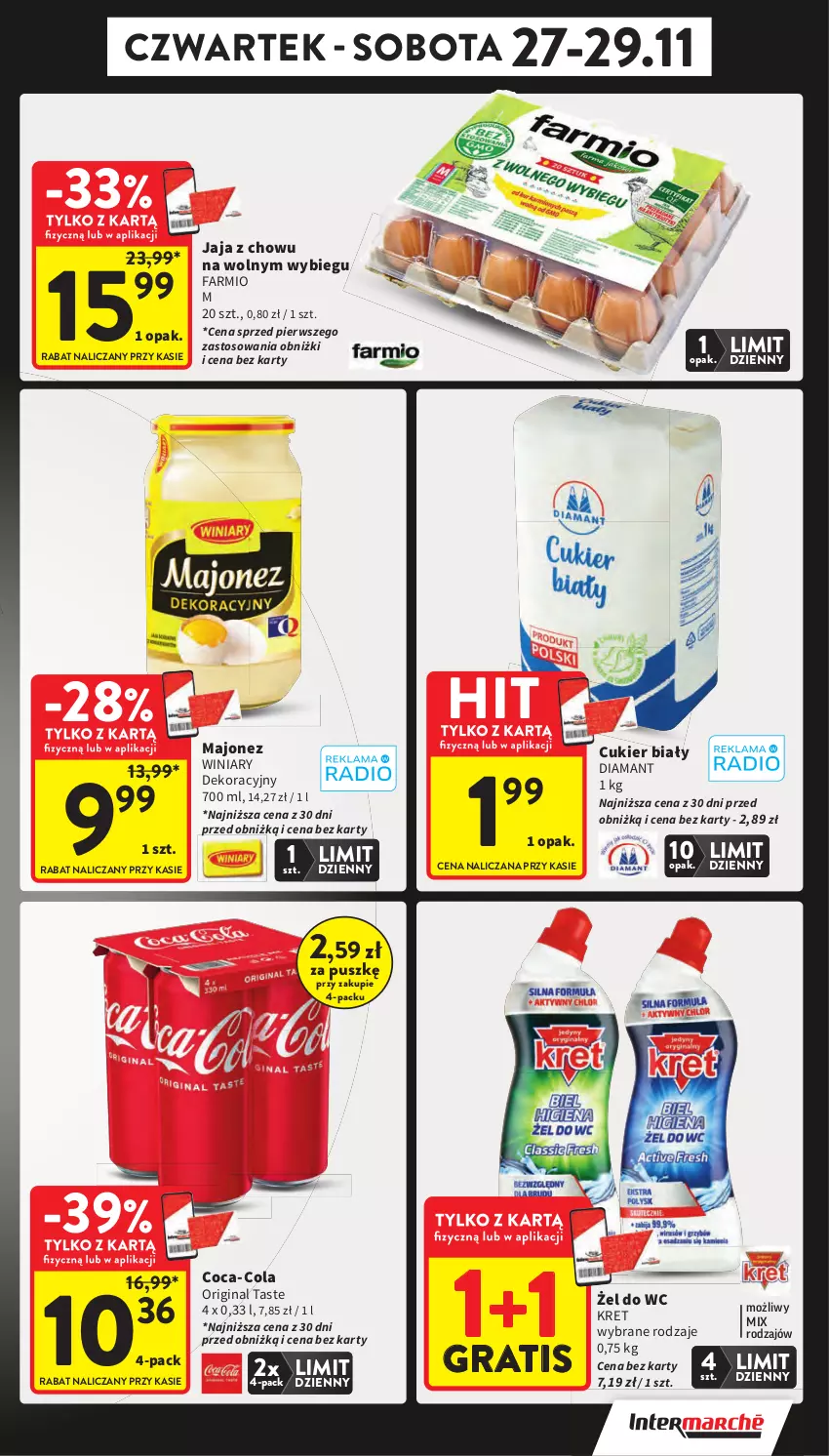 Gazetka promocyjna Intermarche - Gazetka Intermarche - ważna 27.11 do 03.12.2025 - strona 8 - produkty: Coca-Cola, Cukier, Diamant, Fa, Gin, Gra, Jaja, Kret, Majonez, Winiary