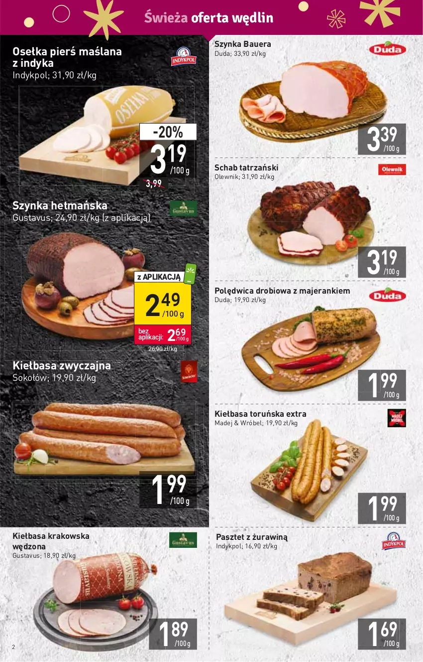 Gazetka promocyjna Stokrotka - Market - ważna 15.12 do 21.12.2022 - strona 2 - produkty: Duda, HP, Kiełbasa, Kiełbasa krakowska, LANA, Olewnik, Pasztet, Polędwica, Sok, Sokołów, Szynka