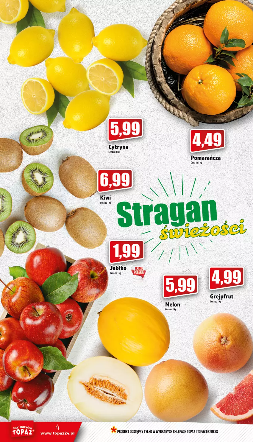 Gazetka promocyjna Topaz - Gazetka - ważna 05.01 do 11.01.2023 - strona 4 - produkty: Grejpfrut, Melon, Top