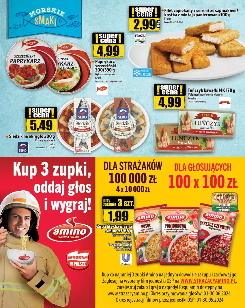 Gazetka promocyjna Topaz - Gazetka - ważna 06.06 do 12.06.2024 - strona 15 - produkty: EPEE, Gra, Graal, Kawa, Mintaj, Olej, Papryka, Paprykarz, Rosół, SEKO, Ser, Sos, Szpinak, Tuńczyk