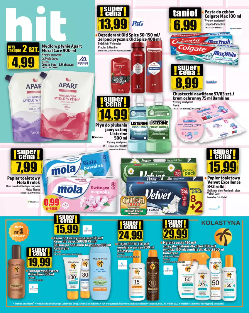 Gazetka promocyjna Topaz - Gazetka - ważna 06.06 do 12.06.2024 - strona 20 - produkty: Body, Chusteczki, Colgate, Dzieci, Emulsja, Gin, LG, Listerine, Mola, Mydło, Mydło w płynie, Nivea, Old Spice, Palmolive, Papier, Papier toaletowy, Pasta do zębów, Płyn do płukania, Rolki, Róża, Wełna