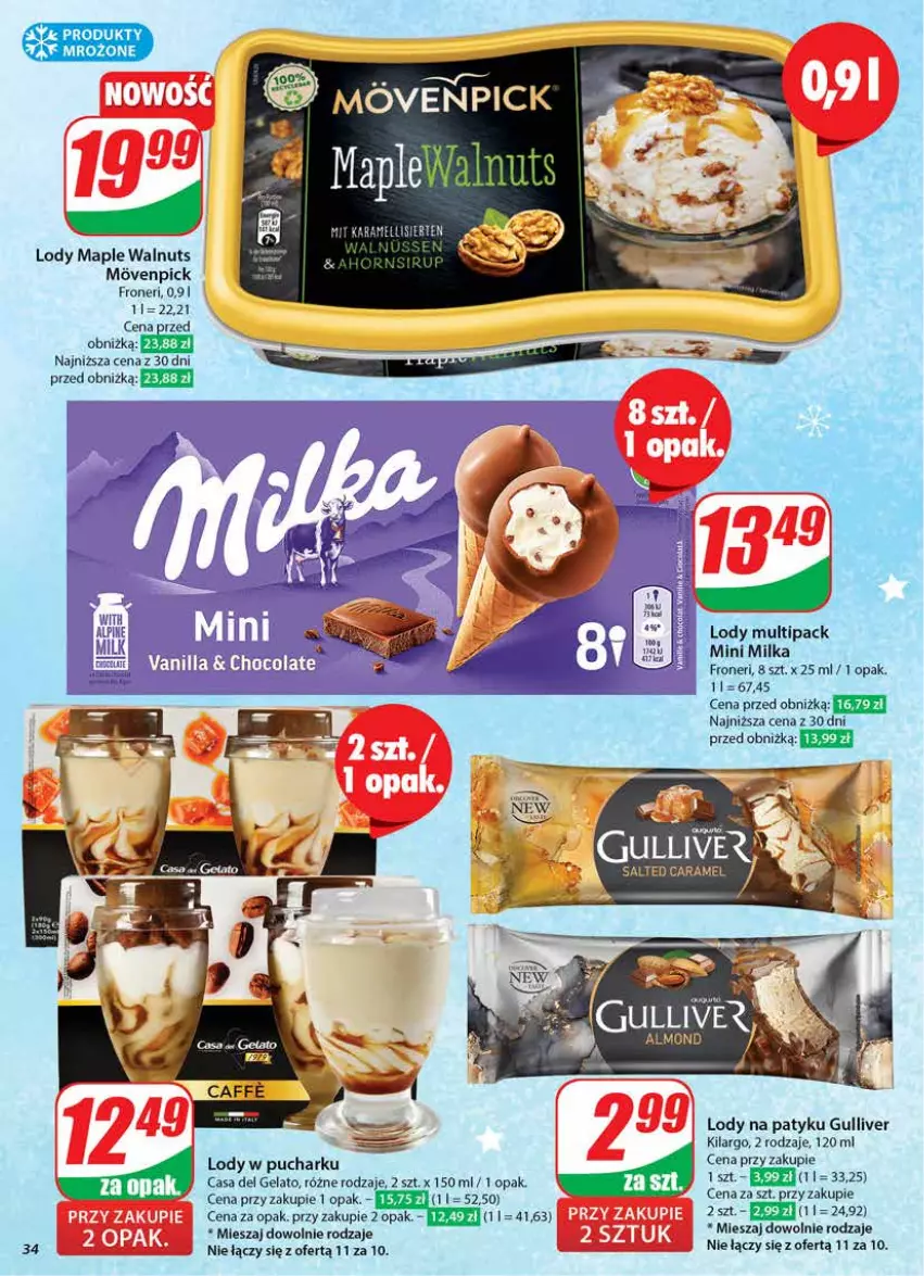 Gazetka promocyjna Dino - Gazetka 51 / 2024 - ważna 18.12 do 24.12.2024 - strona 34 - produkty: Lody, Milka, Produkty mrożone