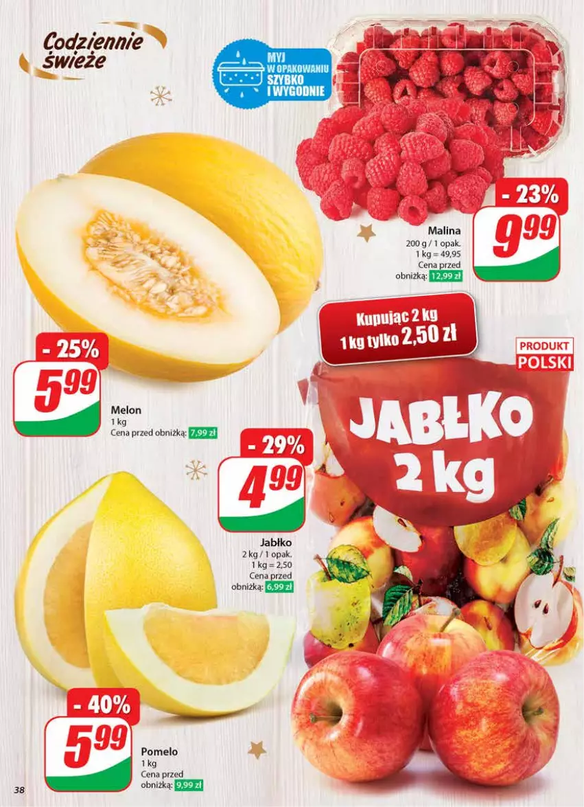 Gazetka promocyjna Dino - Gazetka 51 / 2024 - ważna 18.12 do 24.12.2024 - strona 38 - produkty: Melon, Pomelo