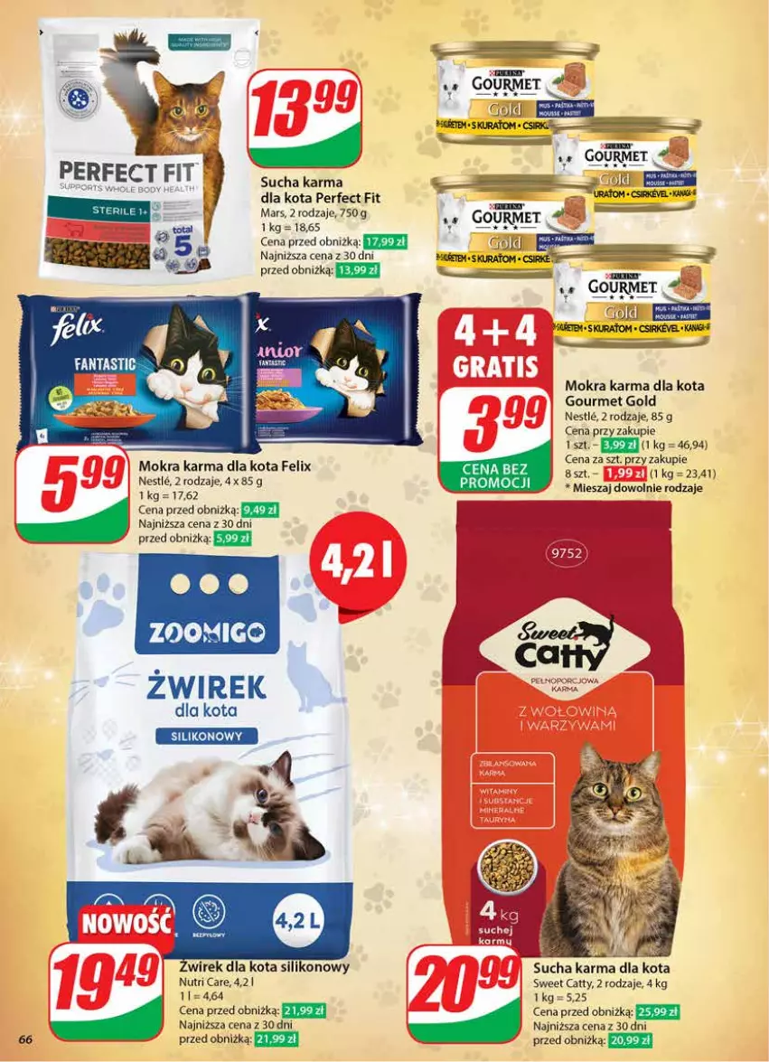 Gazetka promocyjna Dino - Gazetka 51 / 2024 - ważna 18.12 do 24.12.2024 - strona 66 - produkty: Felix, Gourmet Gold, Gry, Mars, Mokra karma, Sucha karma