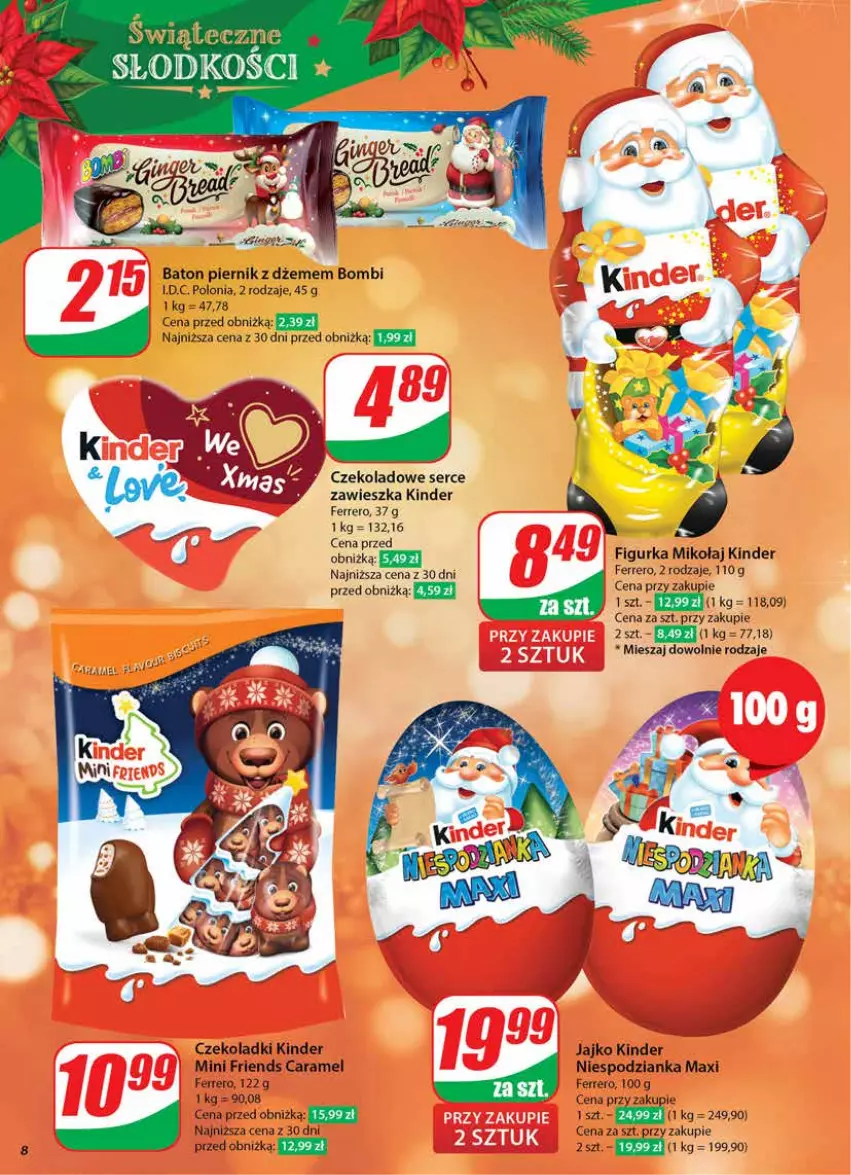 Gazetka promocyjna Dino - Gazetka 51 / 2024 - ważna 18.12 do 24.12.2024 - strona 8 - produkty: Baton, Dżem, Ferrero, Kinder, Piernik, Ser, Waga