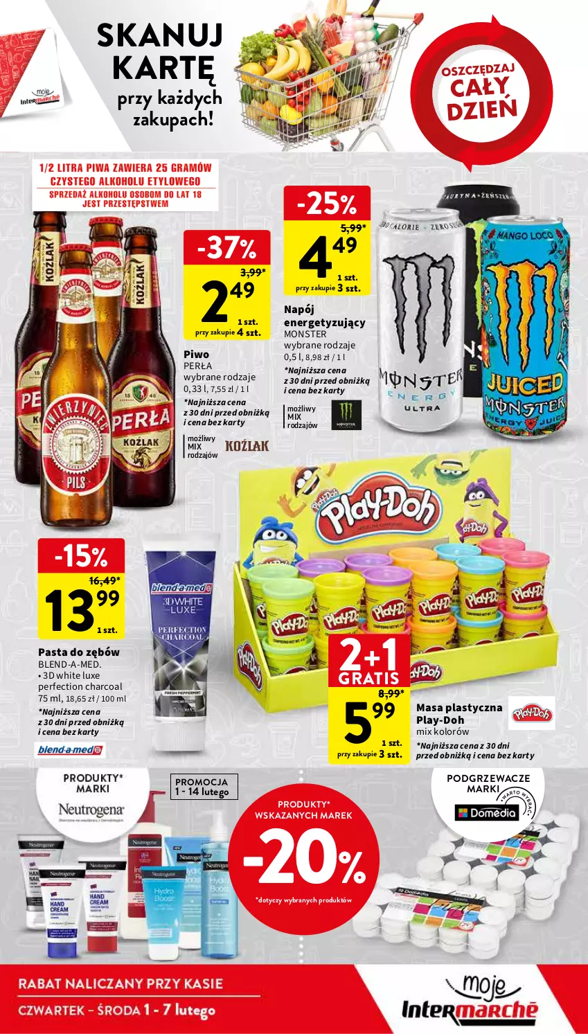 Gazetka promocyjna Intermarche - Gazetka Intermarche - ważna 01.02 do 07.02.2024 - strona 13 - produkty: Blend-a-Med, Gra, Napój, Pasta do zębów, Perła, Piwo, Play-Doh, Podgrzewacze