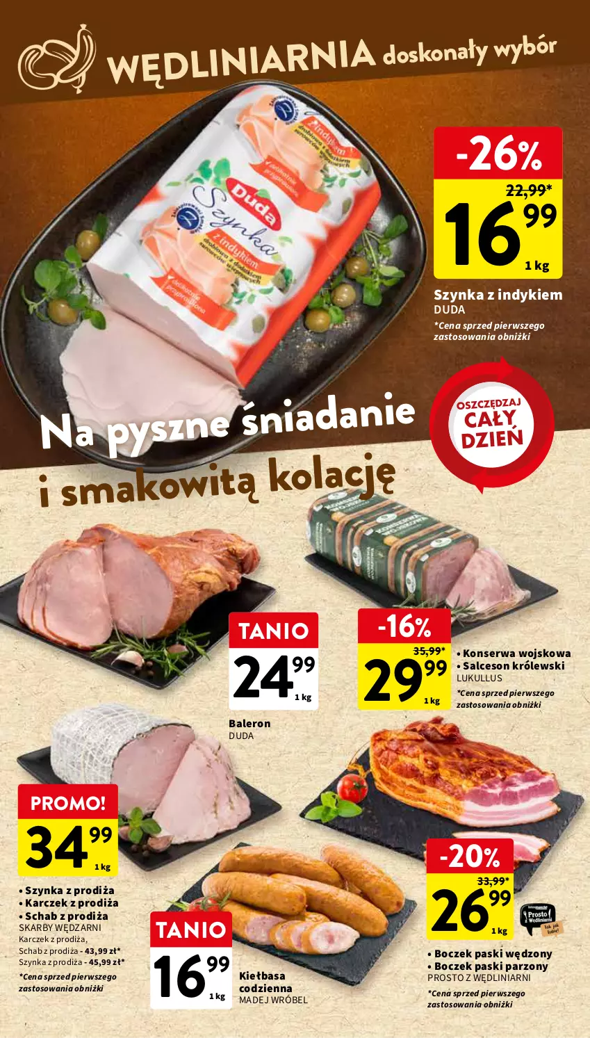 Gazetka promocyjna Intermarche - Gazetka Intermarche - ważna 01.02 do 07.02.2024 - strona 20 - produkty: Boczek, Duda, Kiełbasa, Królewski, Madej Wróbel, Salceson, Ser, Szynka