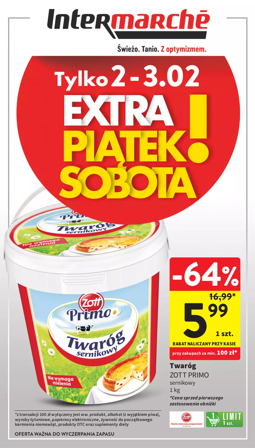 Gazetka promocyjna Intermarche - Gazetka Intermarche - ważna 01.02 do 07.02.2024 - strona 3 - produkty: Karmi, Papier, Piwa, Ser, Tran, Twaróg, Zott, Zott Primo