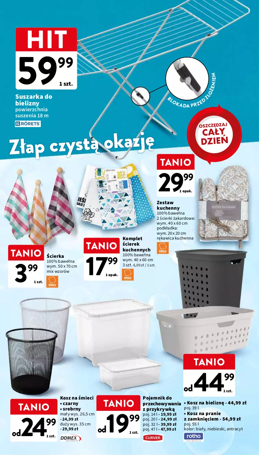 Gazetka promocyjna Intermarche - Gazetka Intermarche - ważna 01.02 do 07.02.2024 - strona 38 - produkty: Kosz, Kosz na bieliznę, Podkład, Podkładka, Pojemnik, Pojemnik do przechowywania, Rękawica kuchenna, Suszarka, Wełna