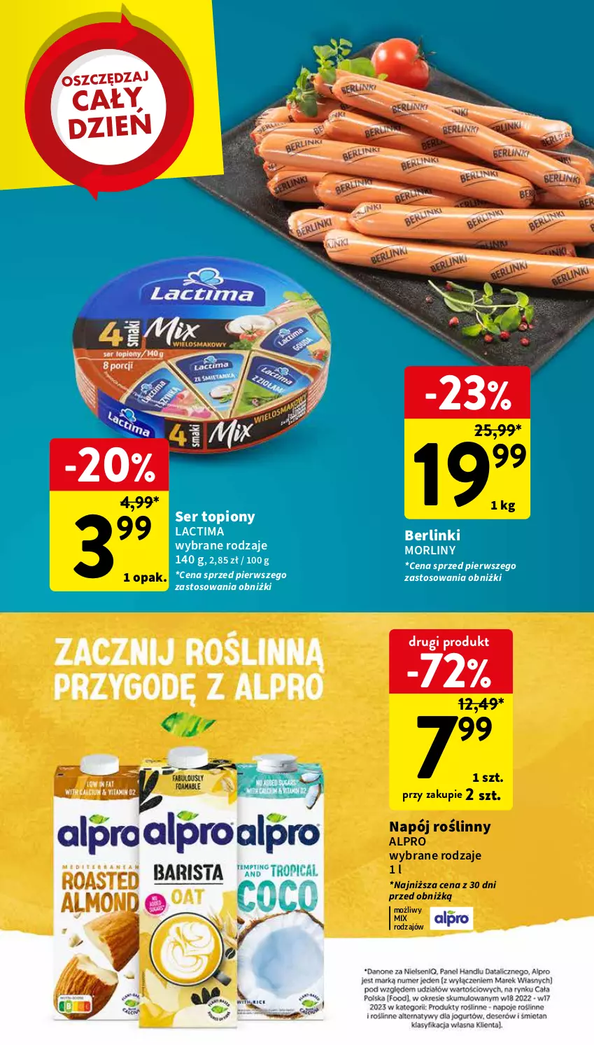 Gazetka promocyjna Intermarche - Gazetka Intermarche - ważna 01.02 do 07.02.2024 - strona 41 - produkty: Alpro, Berlinki, Morliny, Napój, Napój roślinny, Ser, Ser topiony, Top