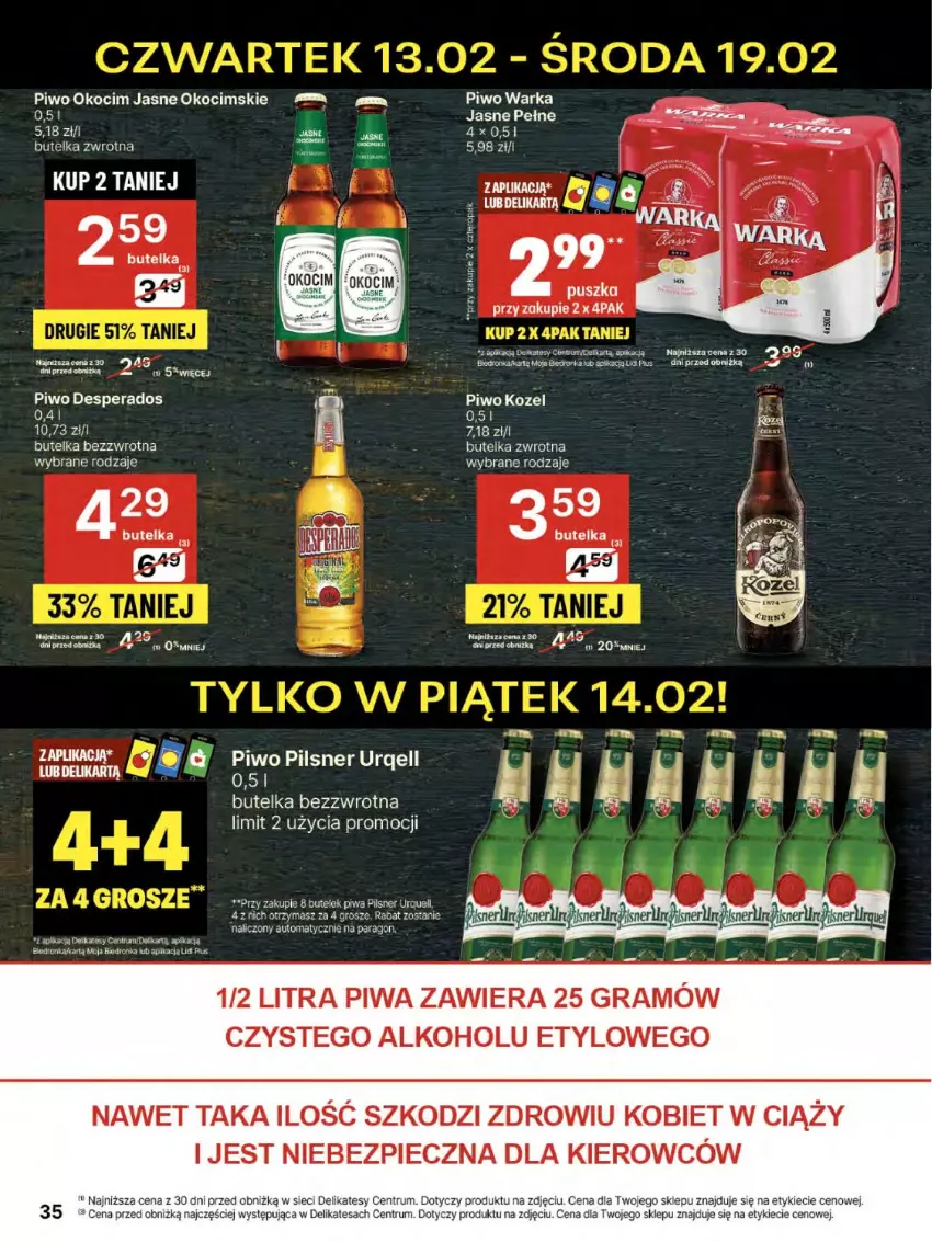 Gazetka promocyjna Delikatesy Centrum - NOWA GAZETKA Delikatesy Centrum od 13 lutego! 13-19.02.2025 - ważna 13.02 do 19.02.2025 - strona 35 - produkty: Desperados, Dron, Gra, Koc, Kozel, Okocim, Piec, Pilsner Urquell, Piwa, Piwo, Rum, Ser, Warka