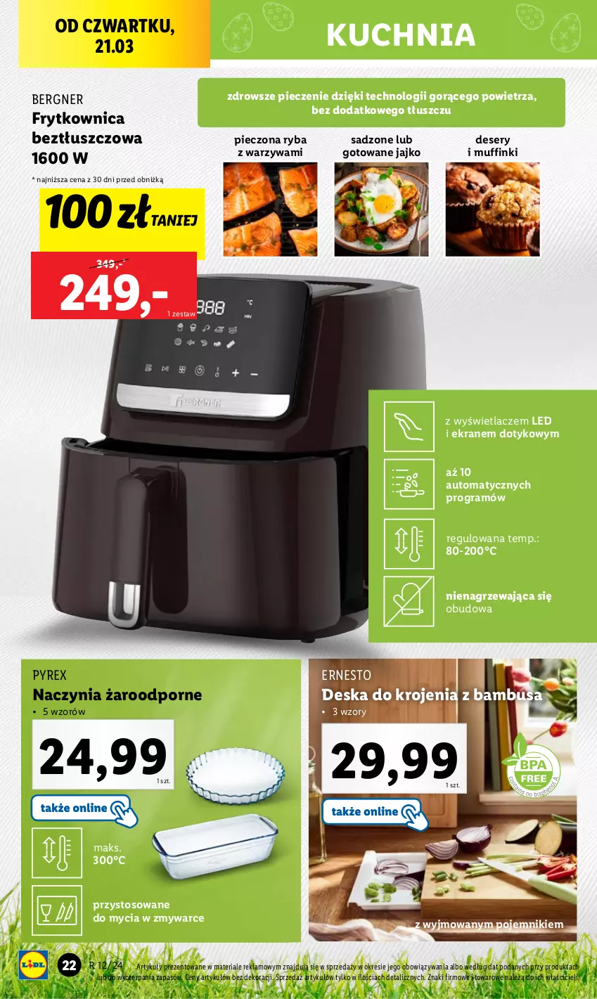 Gazetka promocyjna Lidl - GAZETKA - ważna 18.03 do 24.03.2024 - strona 24 - produkty: Deser, Deska do krojenia, Gra, Kuchnia, Muffinki, Piec, Pojemnik, Por, Ryba, Ser, Warzywa