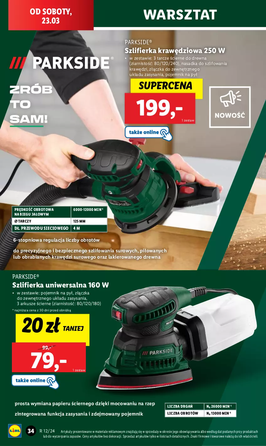 Gazetka promocyjna Lidl - GAZETKA - ważna 18.03 do 24.03.2024 - strona 40 - produkty: Lakier, Papier, Parkside, Piec, Pojemnik, Szlifierka, Top