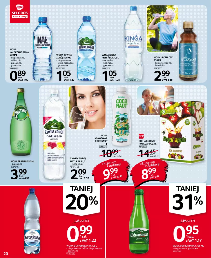 Gazetka promocyjna Selgros - Oferta spożywcza - ważna 19.08 do 01.09.2021 - strona 20 - produkty: Kokos, Nałęczowianka, Sok, Sok jabłkowy, Staropolanka, Woda, Znicz