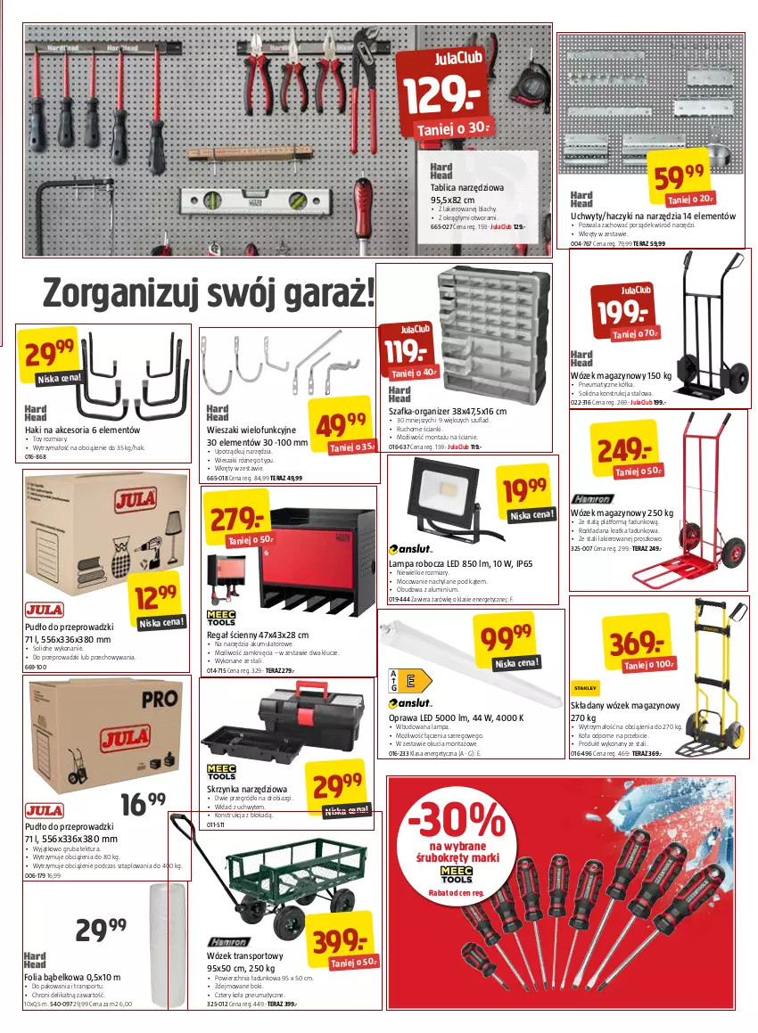 Gazetka promocyjna Jula - Gazetka - ważna 06.01 do 29.01.2023 - strona 3 - produkty: Akumulator, BIC, Garaż, Haczyk, Lakier, Lampa, Lampa robocza LED, Organizer, Por, Regał, Skrzynka narzędziowa, Sport, Szafka, Tablica narzędziowa, Tera, Tran, Uchwyty, Wieszak, Wkręt, Wózek, Wózek transportowy