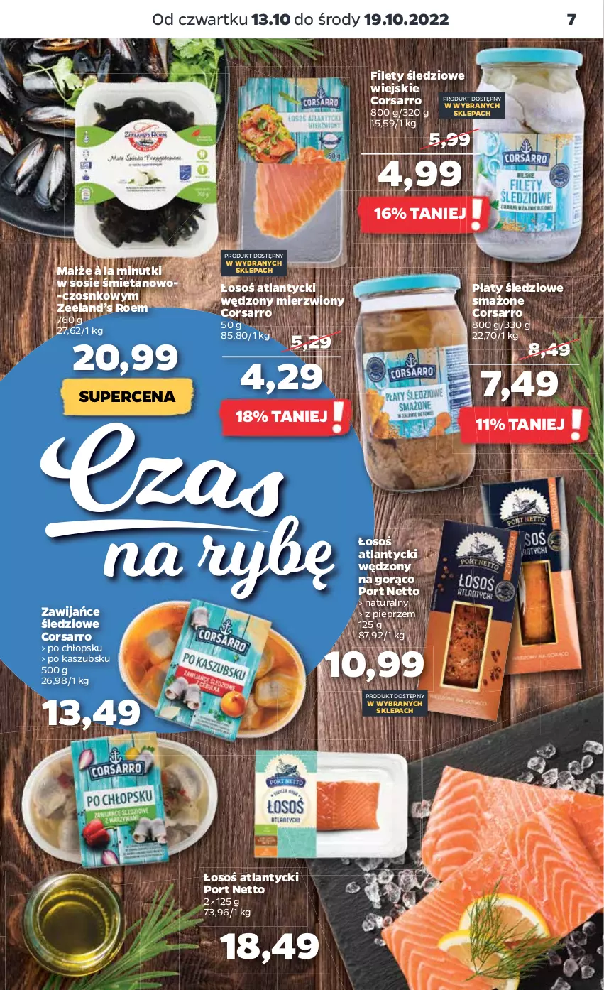 Gazetka promocyjna Netto - Artykuły spożywcze - ważna 13.10 do 19.10.2022 - strona 7 - produkty: Małże, Pieprz, Płaty śledziowe, Por, Sos