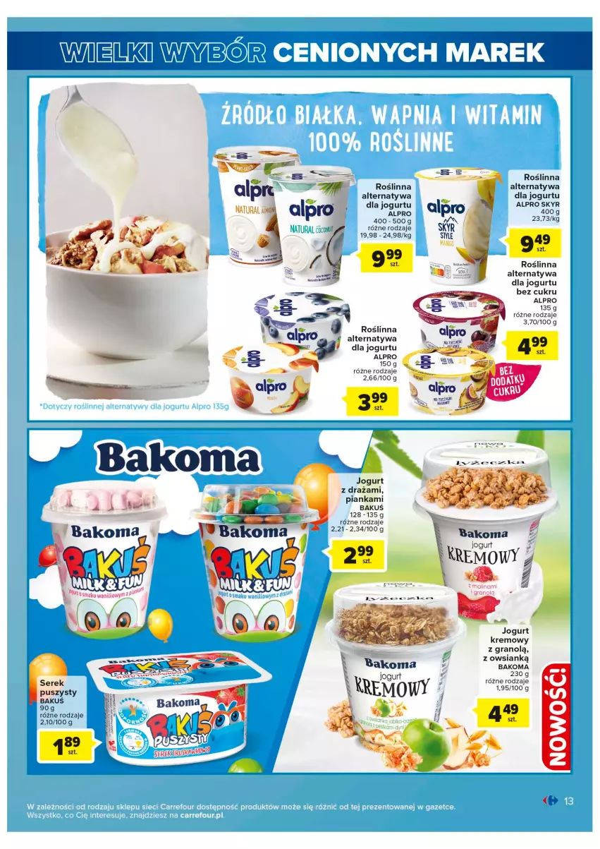 Gazetka promocyjna Carrefour - Gazetka Wielki wybór cenionych marek - ważna 30.05 do 10.06.2023 - strona 13 - produkty: Alpro, Bakoma, Gra, Jogurt, Mango, Ser, Serek, Sok