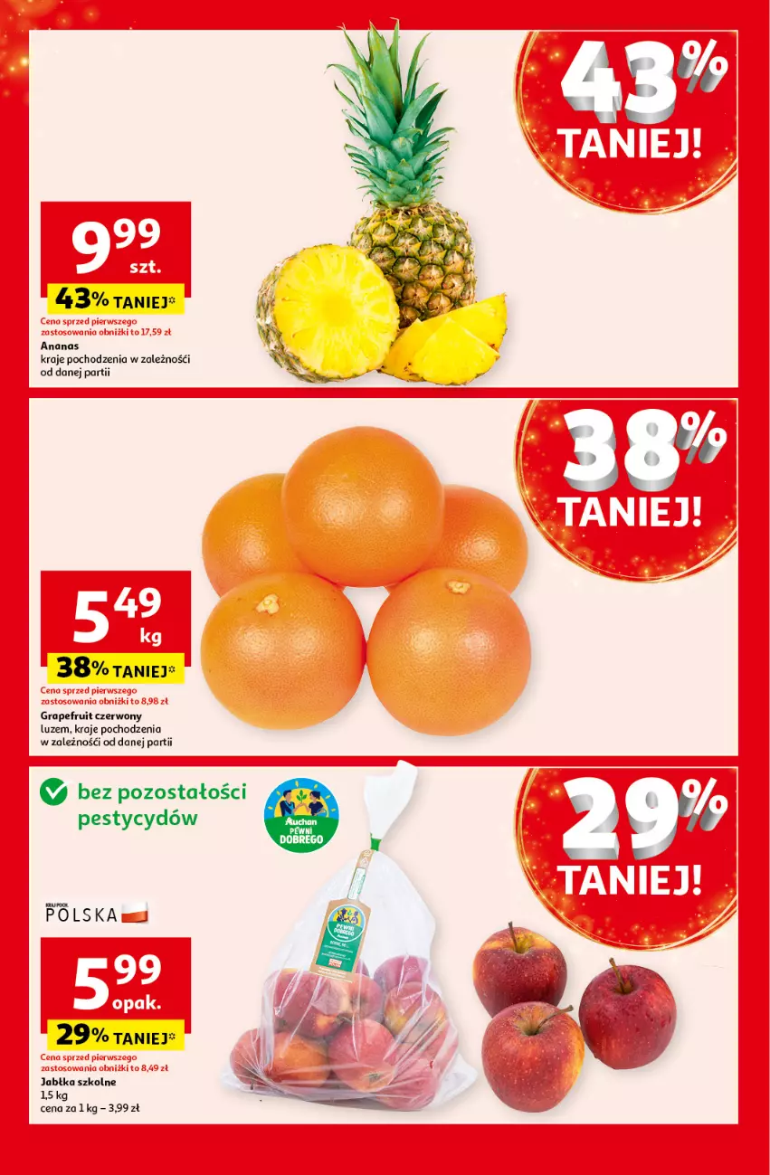 Gazetka promocyjna Auchan - Gazetka Pewność Niskich Cen Supermarket Auchan - ważna 05.12 do 11.12.2024 - strona 5 - produkty: Ananas, Gra, Jabłka