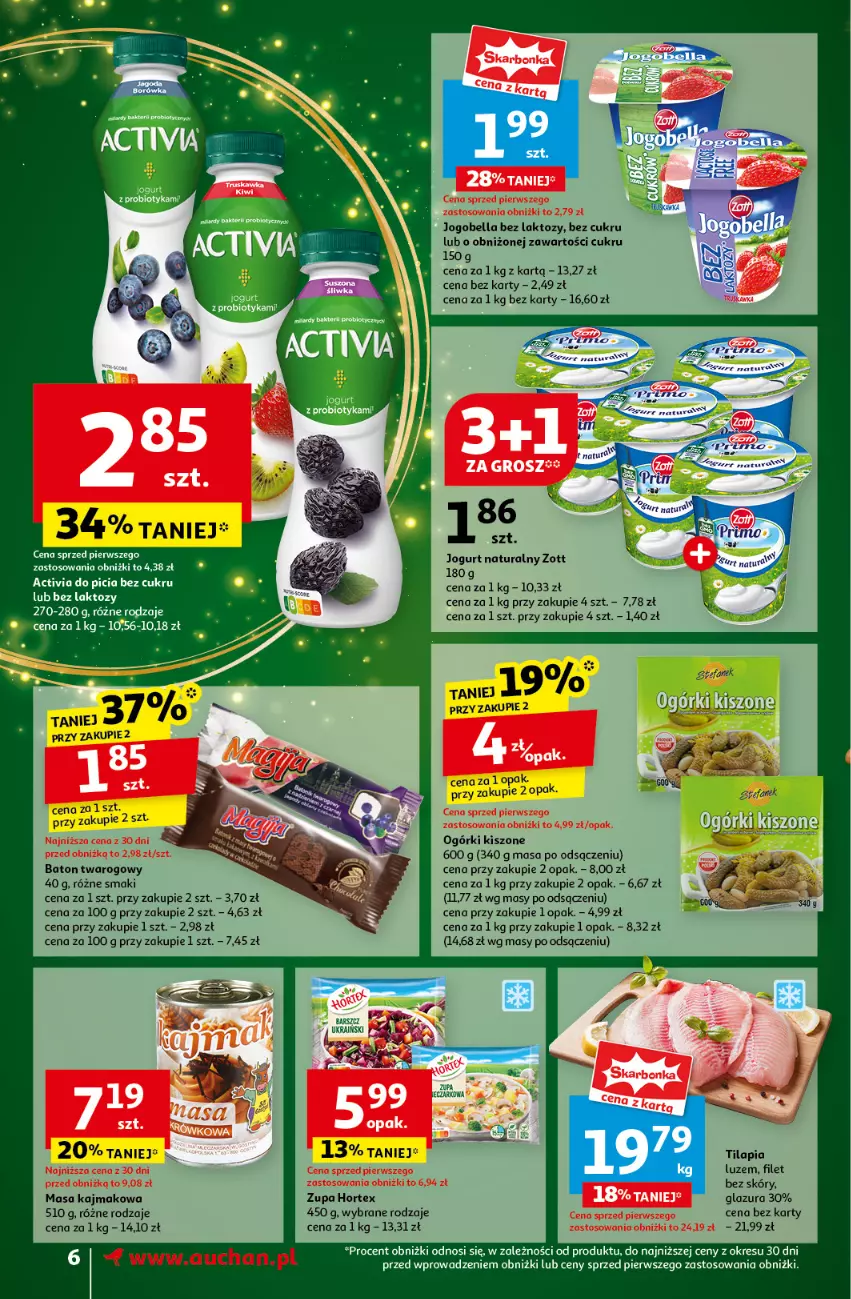 Gazetka promocyjna Auchan - Gazetka Pewność Niskich Cen Supermarket Auchan - ważna 05.12 do 11.12.2024 - strona 8 - produkty: Activia, Baton, Bell, Bella, Glazura, Hortex, Jogobella, Jogurt, Jogurt naturalny, Lazur, Tilapia, Zott, Zupa