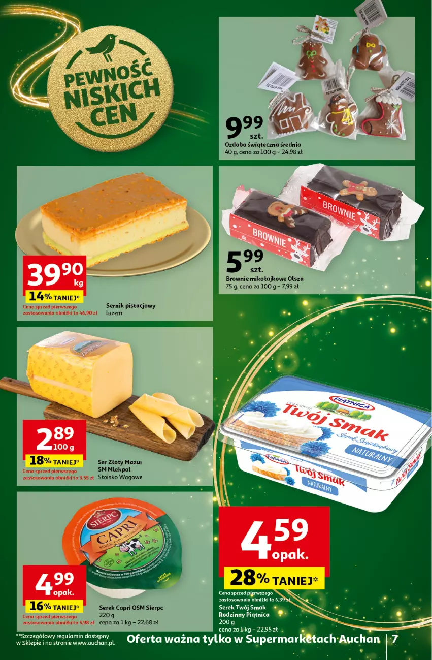 Gazetka promocyjna Auchan - Gazetka Pewność Niskich Cen Supermarket Auchan - ważna 05.12 do 11.12.2024 - strona 9 - produkty: Brownie, Ozdoba, Piątnica, Ser, Serek, Złoty Mazur