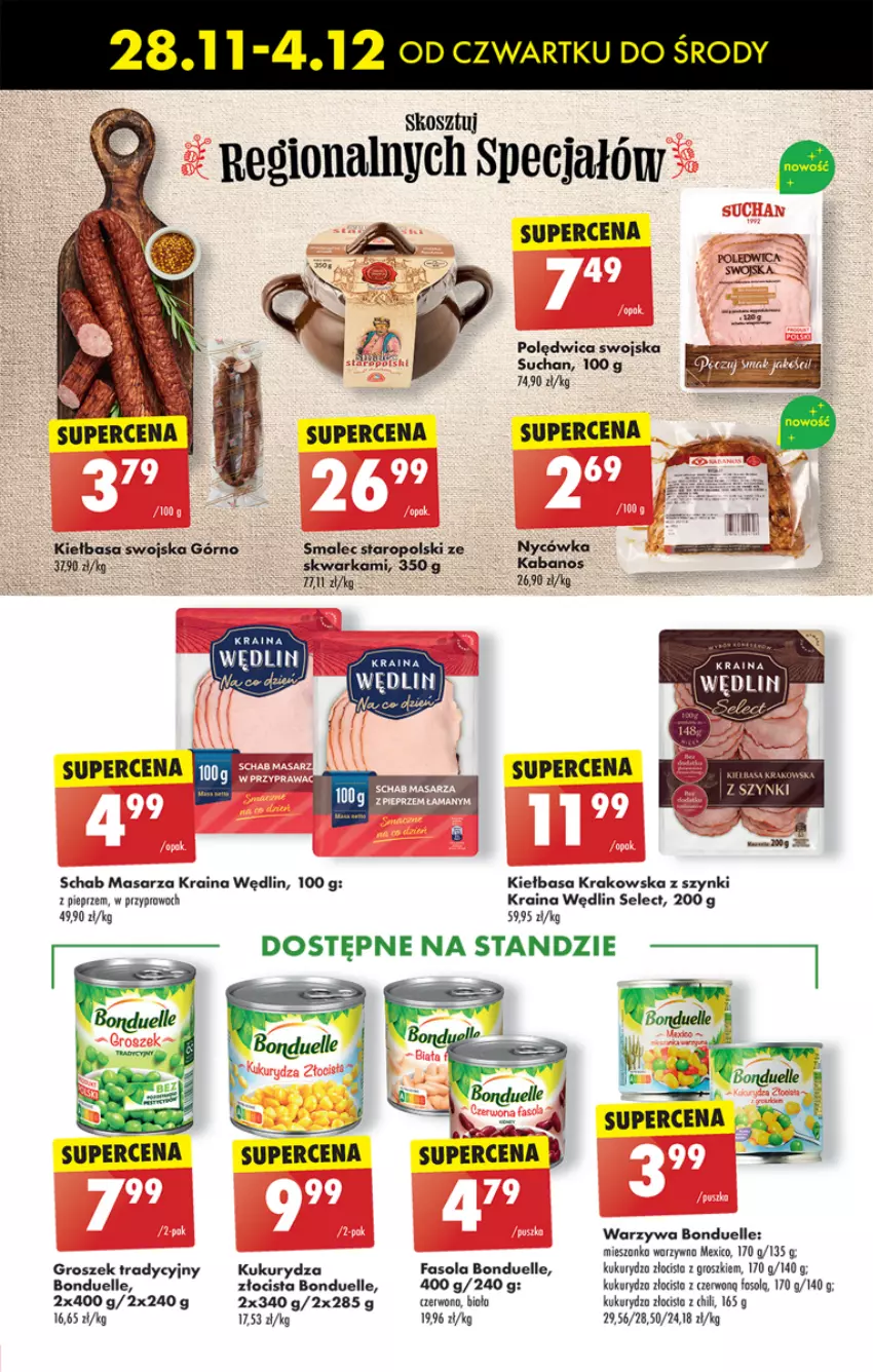 Gazetka promocyjna Biedronka - Od czwartku - ważna 28.11 do 04.12.2024 - strona 49 - produkty: Bonduelle, Fa, Fasola, Groszek, Kabanos, Kiełbasa, Kosz, Kukurydza, Mieszanka warzyw, Pieprz, Polędwica, Smalec, Warka, Warzywa