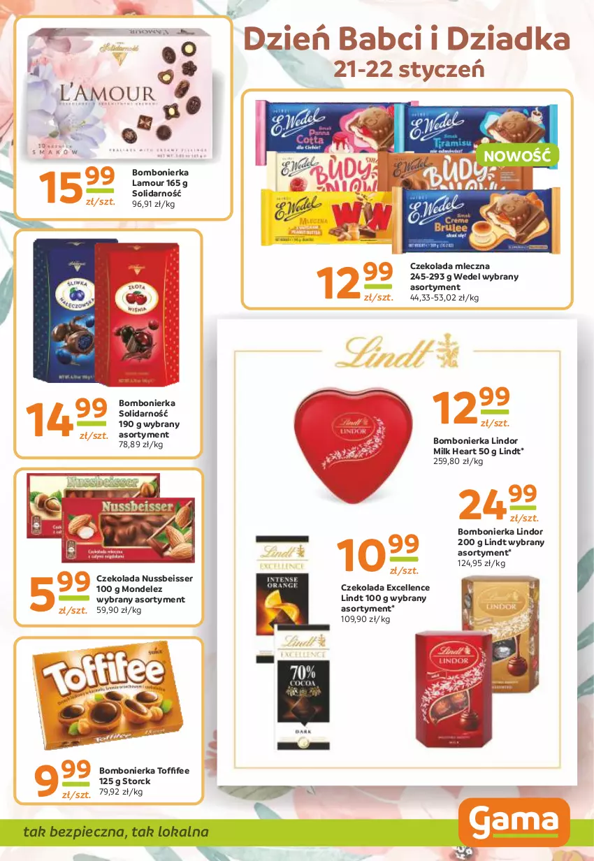 Gazetka promocyjna Gama - Gazetka Gama - ważna 11.01 do 23.01.2024 - strona 5 - produkty: Czekolada, Czekolada mleczna, Lindor, Lindt, Piec, Ser