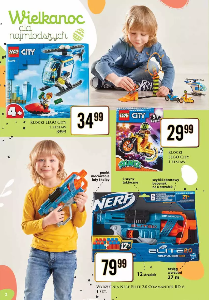 Gazetka promocyjna Dino - Gazetka - ważna 28.03 do 10.04.2022 - strona 2 - produkty: Klocki, LEGO, LEGO City, Nerf, Szyny, Wyrzutnia