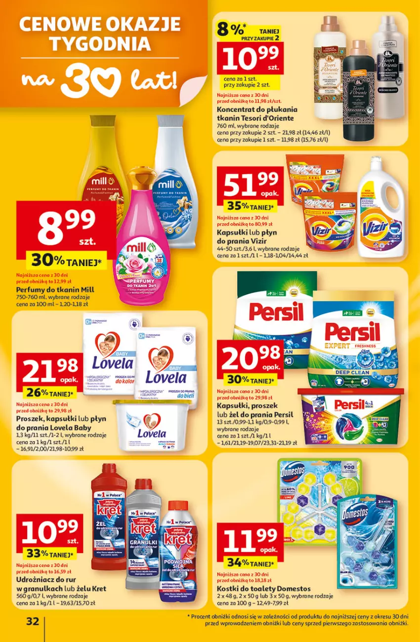 Gazetka promocyjna Auchan - Gazetka 30 Lat Hipermarket Auchan - ważna 22.01 do 28.01.2026 - strona 32 - produkty: Domestos, Gra, Kret, Lovela, Perfum, Persil, Płyn do prania, Vizir
