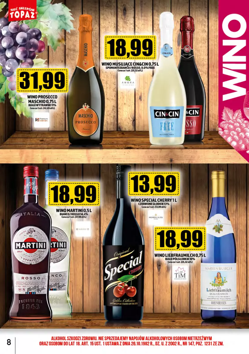 Gazetka promocyjna Topaz - Gazetka - ważna 01.11 do 30.11.2023 - strona 8 - produkty: Martini, Mus, Prosecco, Puma, Wino, Wino musujące