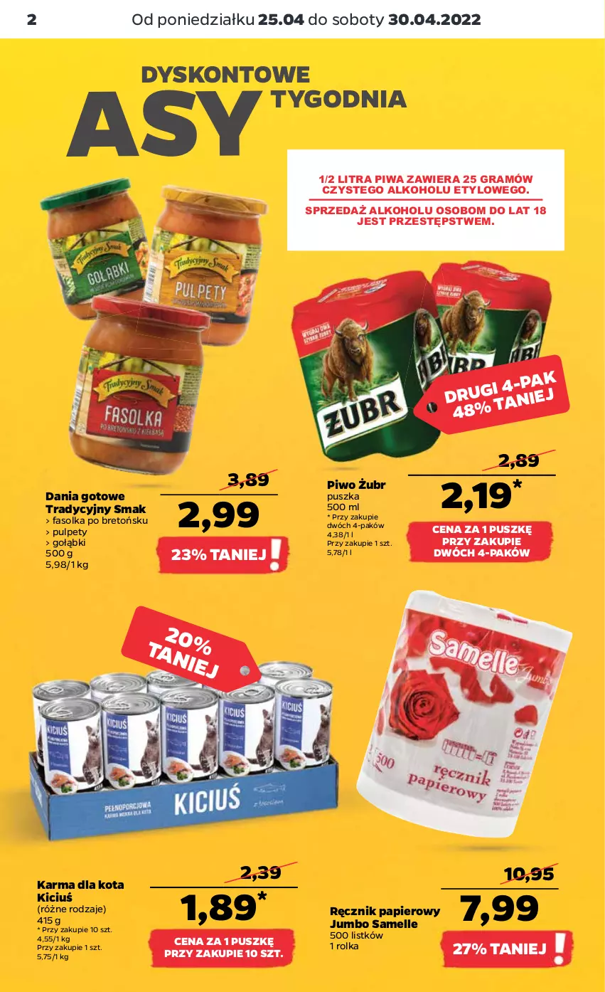 Gazetka promocyjna Netto - Gazetka spożywcza - ważna 25.04 do 30.04.2022 - strona 2 - produkty: Dania gotowe, Fa, Gra, Papier, Piwa, Piwo, Pulpety, Ręcznik