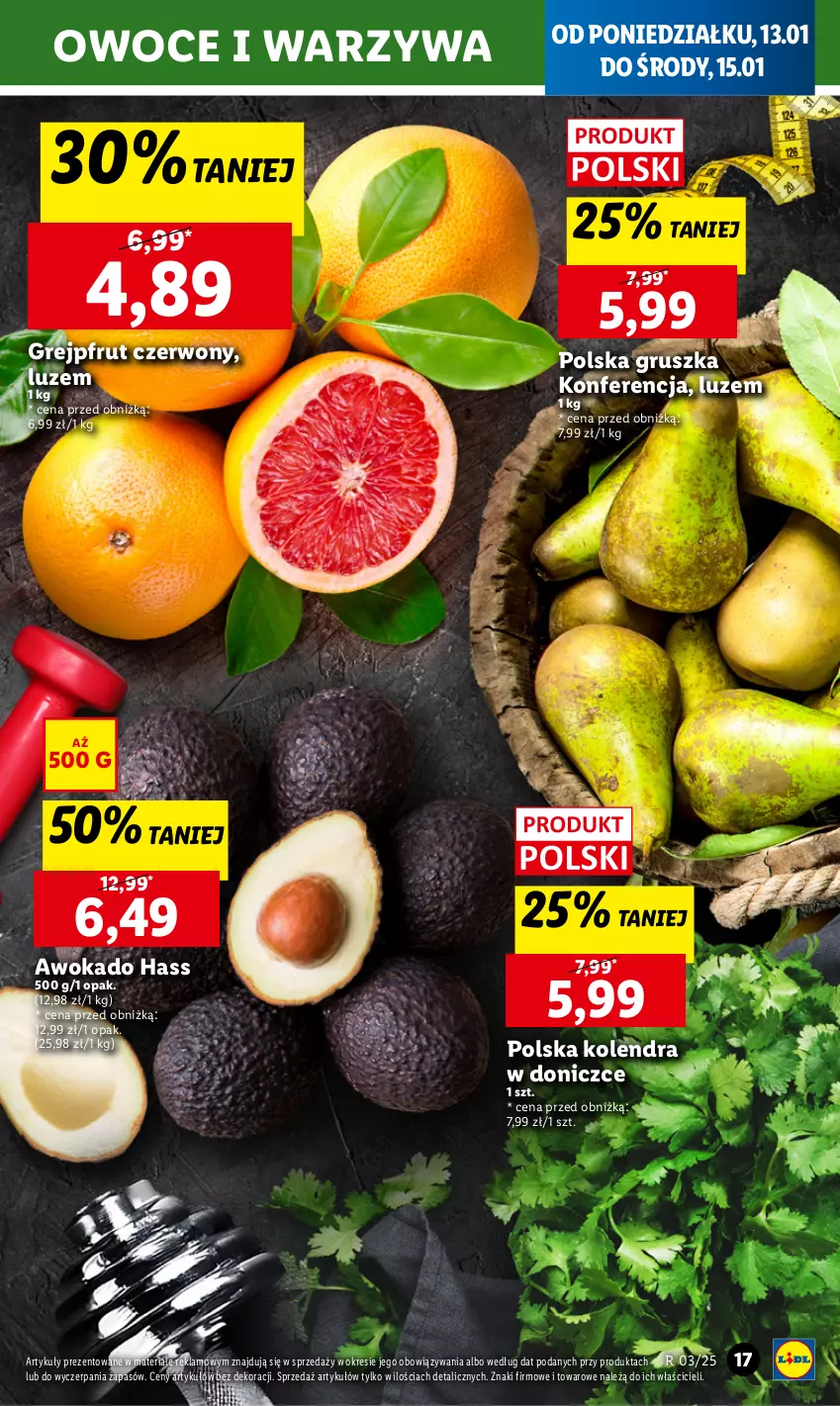 Gazetka promocyjna Lidl - GAZETKA - ważna 13.01 do 15.01.2025 - strona 19 - produkty: Grejpfrut, Kolendra, Owoce, Warzywa