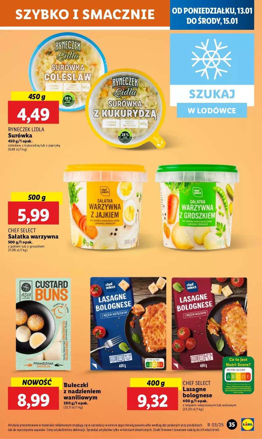 Gazetka promocyjna Lidl - GAZETKA - ważna 13.01 do 15.01.2025 - strona 39 - produkty: Bułeczki, Lasagne, Lasagne bolognese, Sałat, Sałatka, Sałatka warzywna, Surówka